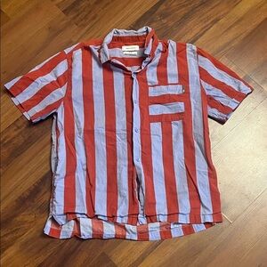 Urban Outfitters Red and Blue Striped Casual Shirt Medium